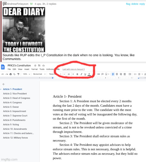 "Last edit: August 5" and no one has access to really edit it besides me, and I haven't touched it since. | image tagged in liars caught on 4k,pepe party flops | made w/ Imgflip meme maker