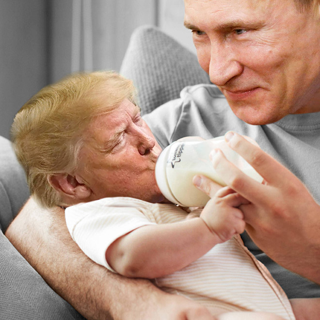 Putin and his baby Trump Blank Meme Template