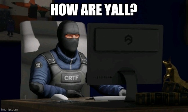 counter-terrorist looking at the computer | HOW ARE YALL? | image tagged in computer | made w/ Imgflip meme maker