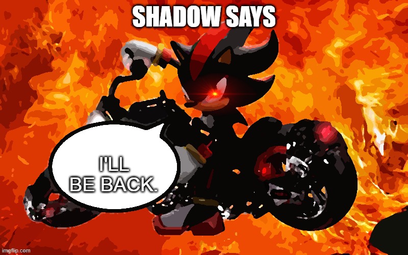 shadow | SHADOW SAYS; I'LL BE BACK. | image tagged in shadow says,soviet union,say that again i dare you | made w/ Imgflip meme maker