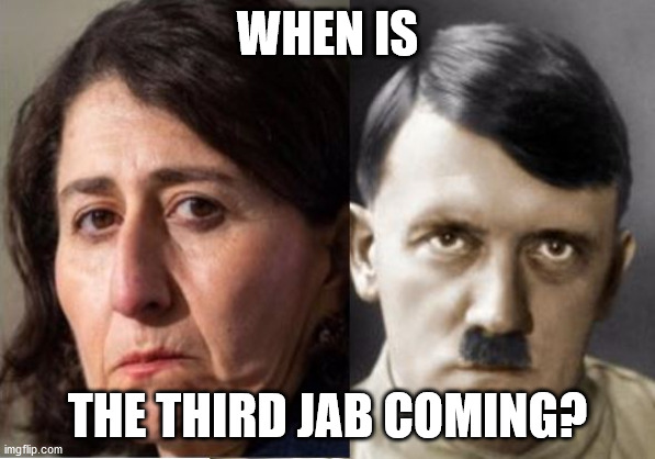 Gladys & Adolph | WHEN IS; THE THIRD JAB COMING? | image tagged in gladys adolph | made w/ Imgflip meme maker