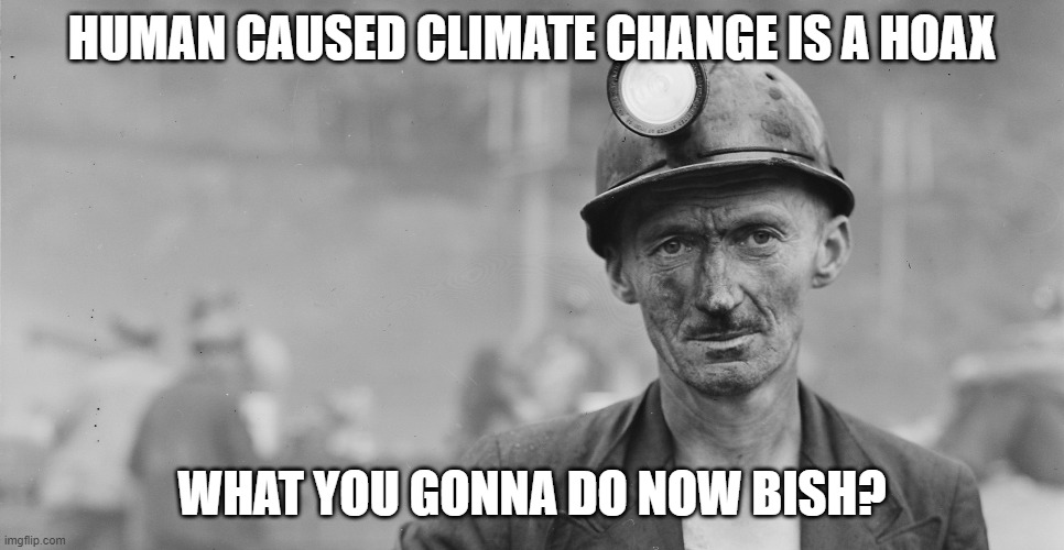HUMAN CAUSED CLIMATE CHANGE IS A HOAX WHAT YOU GONNA DO NOW BISH? | made w/ Imgflip meme maker