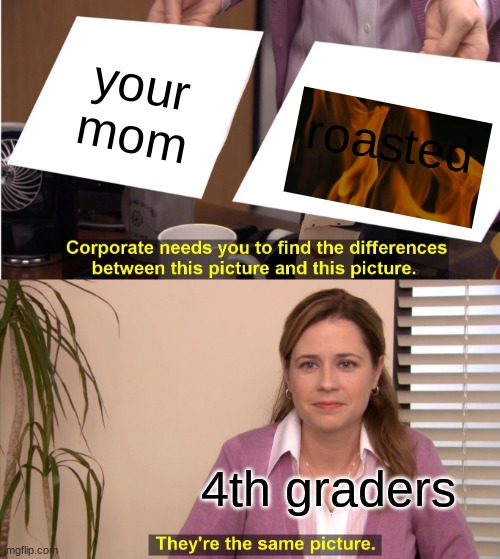 They're The Same Picture Meme | your mom; roasted; 4th graders | image tagged in memes,they're the same picture | made w/ Imgflip meme maker