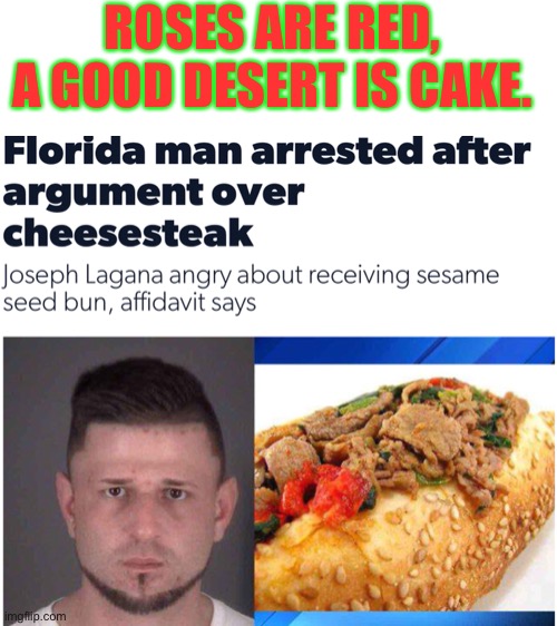 *Pizza time stops* | ROSES ARE RED, A GOOD DESERT IS CAKE. | image tagged in blank white template,roses are red,cheesesteak,memes,funny,barney will eat all of your delectable biscuits | made w/ Imgflip meme maker