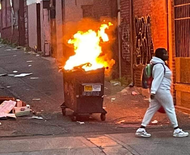 Walking Away From a  Dumpster Fire Blank Meme Template