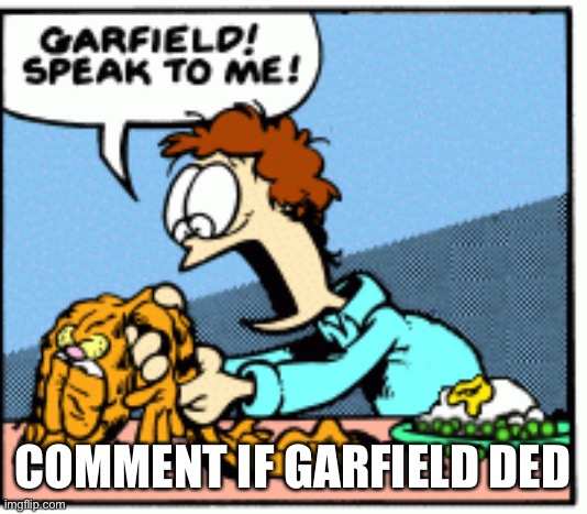 Garfield speak to me! | COMMENT IF GARFIELD DED | image tagged in garfield speak to me | made w/ Imgflip meme maker