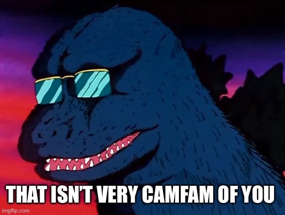 Cash Money Godzilla | THAT ISN’T VERY CAMFAM OF YOU | image tagged in cash money godzilla | made w/ Imgflip meme maker