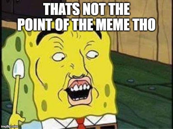 sponge bob bruh | THATS NOT THE POINT OF THE MEME THO | image tagged in sponge bob bruh | made w/ Imgflip meme maker