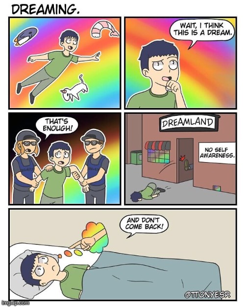 me waking up: | image tagged in comics/cartoons,dream,dreamland,oof,true | made w/ Imgflip meme maker