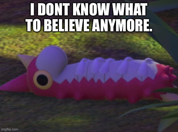 Wurmple Existential Crisis | I DONT KNOW WHAT TO BELIEVE ANYMORE. | image tagged in wurmple existential crisis | made w/ Imgflip meme maker