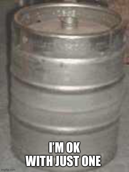 keg | I’M OK WITH JUST ONE | image tagged in keg | made w/ Imgflip meme maker