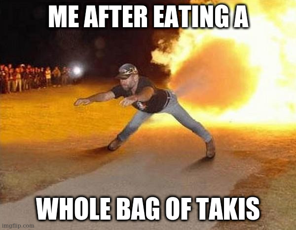 my poor butt | ME AFTER EATING A; WHOLE BAG OF TAKIS | image tagged in fire fart | made w/ Imgflip meme maker