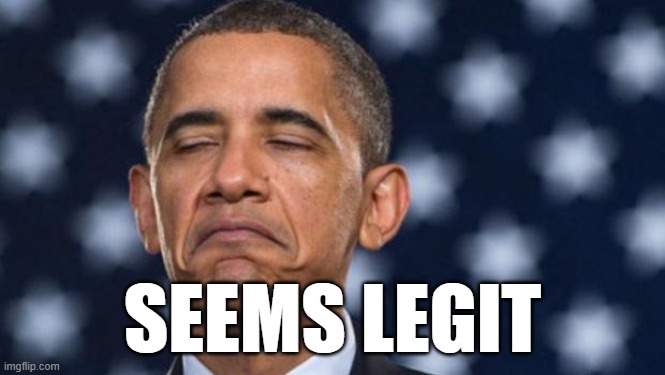 "Seems Legit" Obama | SEEMS LEGIT | image tagged in seems legit obama | made w/ Imgflip meme maker