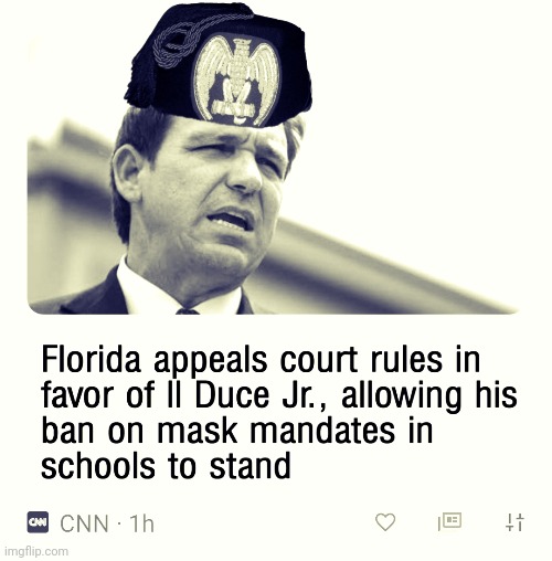 Ronnie DeSantis | image tagged in ll duce jr,fascist in chief,florida,desantis,tyrant | made w/ Imgflip meme maker