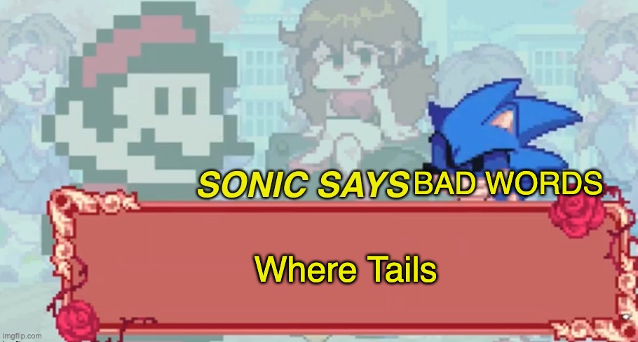 Sonic Says but Friday Night Funkin | BAD WORDS; Where Tails | image tagged in sonic says but friday night funkin | made w/ Imgflip meme maker