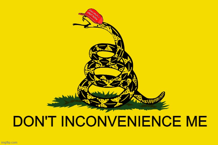 Don't tread on me | DON'T INCONVENIENCE ME | image tagged in don't tread on me | made w/ Imgflip meme maker