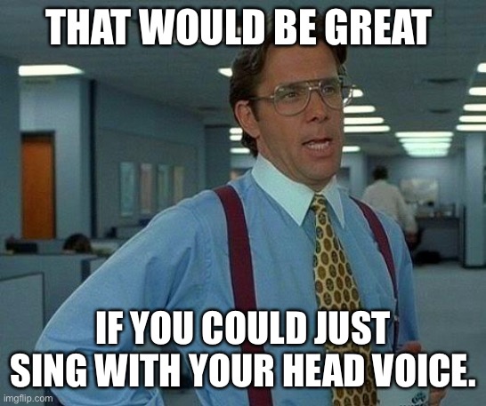 That would be great if you could just sing with your head voice. | THAT WOULD BE GREAT; IF YOU COULD JUST SING WITH YOUR HEAD VOICE. | image tagged in memes,that would be great | made w/ Imgflip meme maker