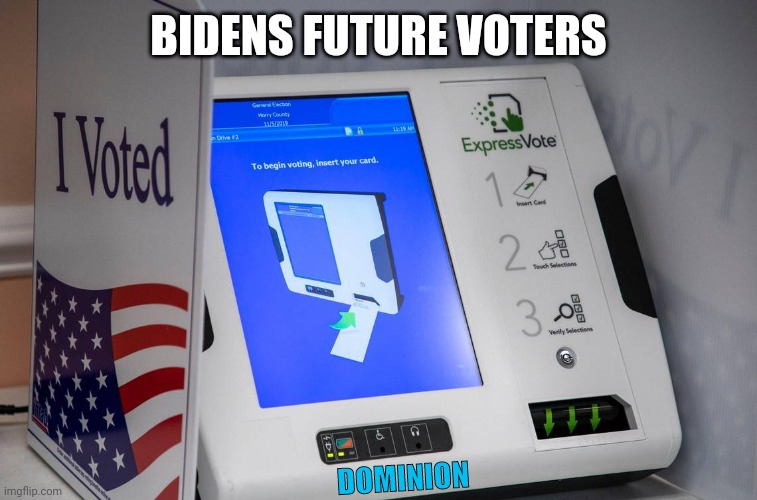 Voting Machine | BIDENS FUTURE VOTERS DOMINION | image tagged in voting machine | made w/ Imgflip meme maker