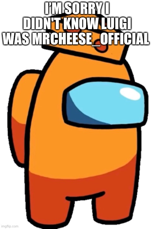 I didnt know alright? I’ll change to something else in a month |  I’M SORRY I DIDN'T KNOW LUIGI WAS MRCHEESE_OFFICIAL | image tagged in apology | made w/ Imgflip meme maker