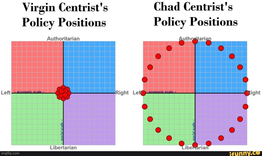 Not made by me | image tagged in political compass,virgin vs chad,bias | made w/ Imgflip meme maker