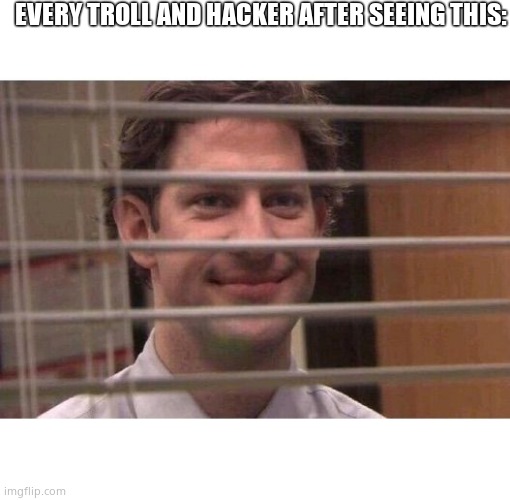 Jim Office Blinds | EVERY TROLL AND HACKER AFTER SEEING THIS: | image tagged in jim office blinds | made w/ Imgflip meme maker