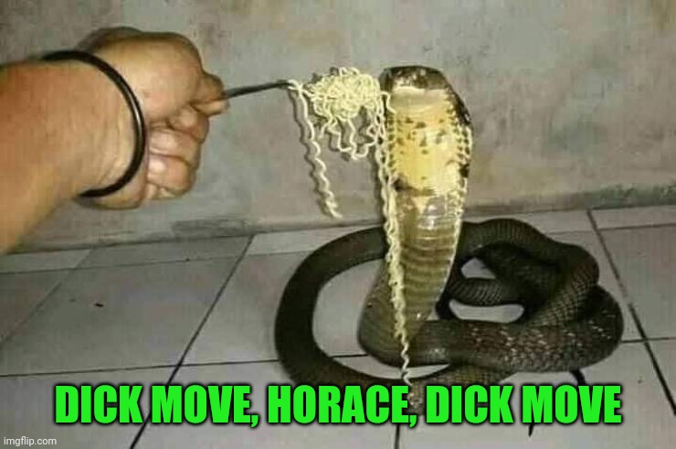 Bite him | DICK MOVE, HORACE, DICK MOVE | image tagged in memes,cobra | made w/ Imgflip meme maker