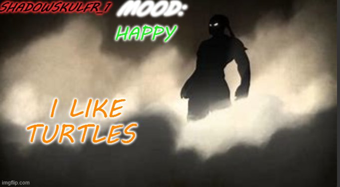 ShadowSkulFR_1 template | HAPPY; I LIKE TURTLES | image tagged in shadowskulfr_1 template | made w/ Imgflip meme maker