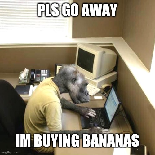 Im buying bananas | PLS GO AWAY; IM BUYING BANANAS | image tagged in memes,monke business,go away monke is buying bananas | made w/ Imgflip meme maker
