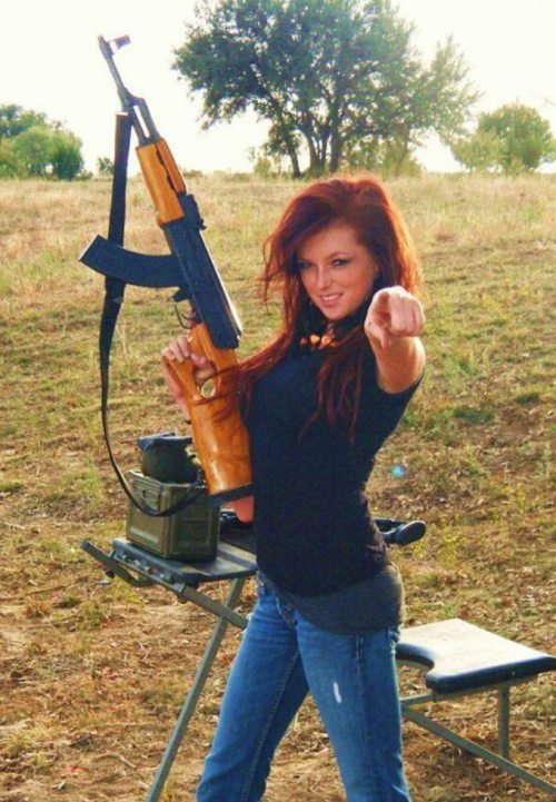 Young woman with gun Blank Meme Template