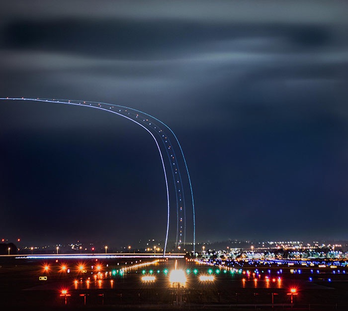 Plane Takes Off while Camera Shutter is Open | image tagged in awesome,pics,photography | made w/ Imgflip meme maker