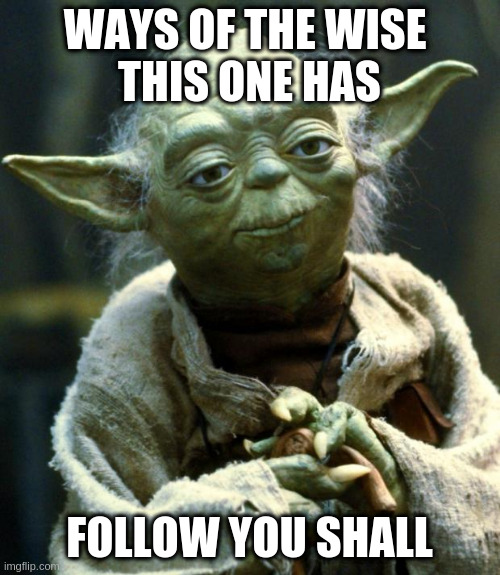 Star Wars Yoda Meme | WAYS OF THE WISE 
THIS ONE HAS FOLLOW YOU SHALL | image tagged in memes,star wars yoda | made w/ Imgflip meme maker