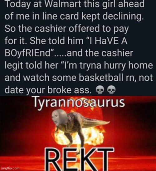 oof | image tagged in tyrannosaurus rekt | made w/ Imgflip meme maker