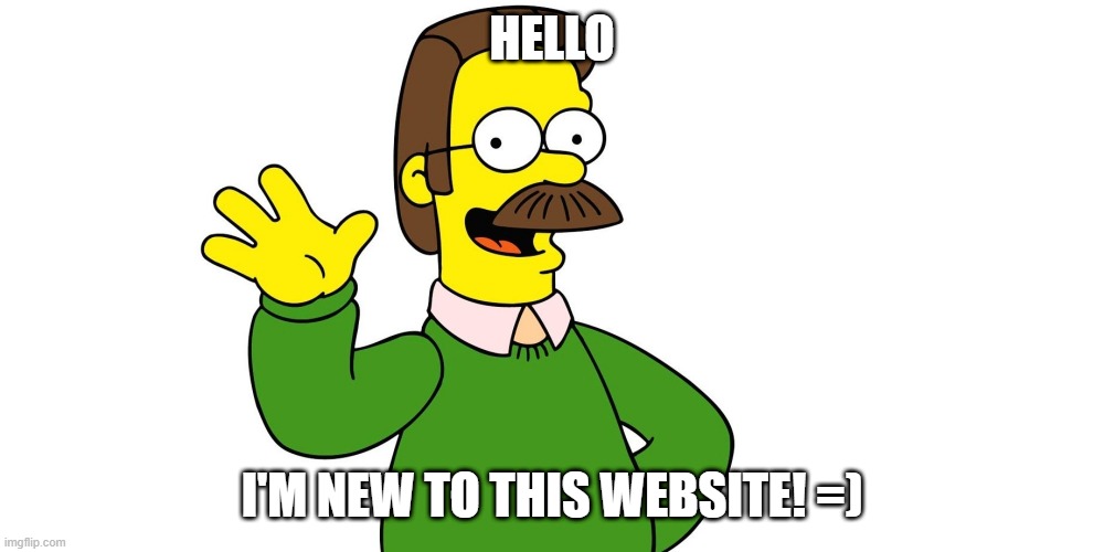 Introduction Meme =) | HELLO; I'M NEW TO THIS WEBSITE! =) | image tagged in ned flanders wave | made w/ Imgflip meme maker