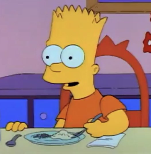 High Quality bart simpson eats dinner and stares Blank Meme Template