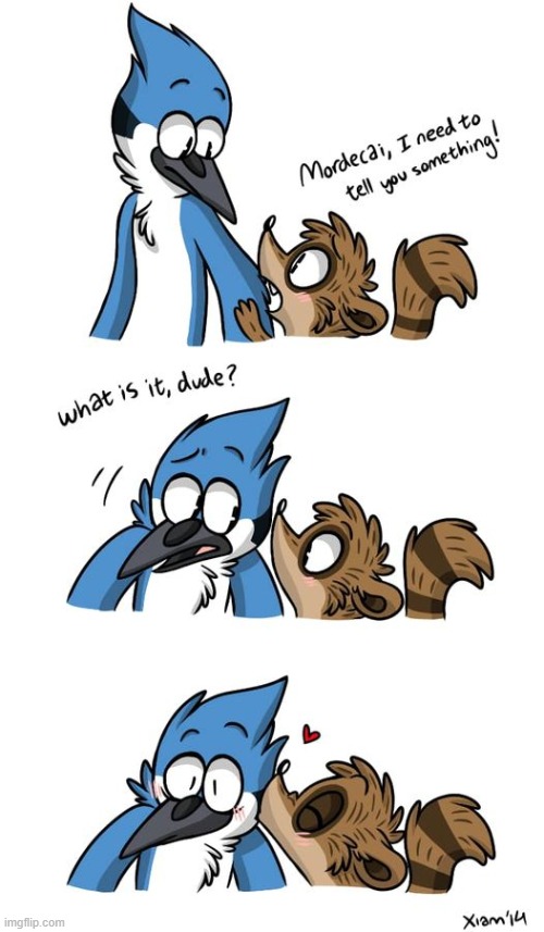 Just cute (By Xiam) | image tagged in regular show,memes,lgbtq,cute,aww | made w/ Imgflip meme maker