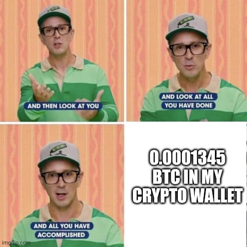 A sound investment | 0.0001345 BTC IN MY CRYPTO WALLET | image tagged in proud steve | made w/ Imgflip meme maker