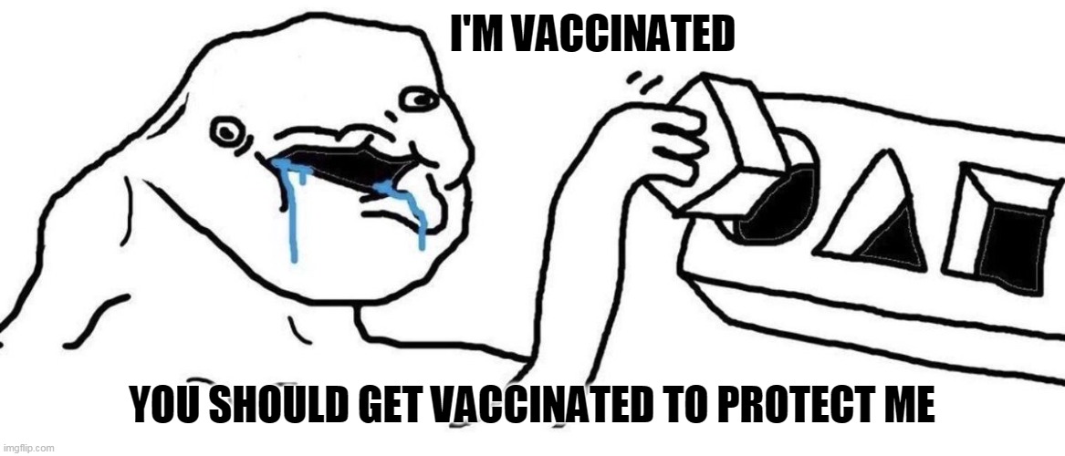 Brainlet blocks | I'M VACCINATED YOU SHOULD GET VACCINATED TO PROTECT ME | image tagged in brainlet blocks | made w/ Imgflip meme maker