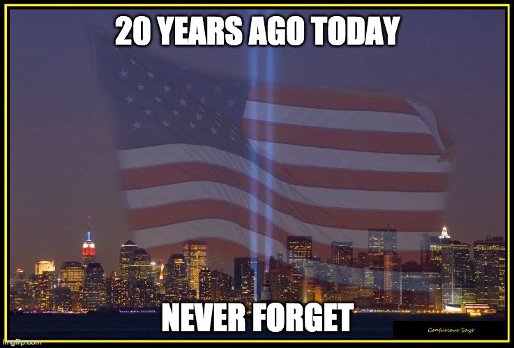 Respect to my American brothers across the pond. | 20 YEARS AGO TODAY; NEVER FORGET | image tagged in 9/11 | made w/ Imgflip meme maker
