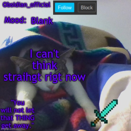Blank; I can't think straihgt rigt now | image tagged in obsidian_official's template2 | made w/ Imgflip meme maker
