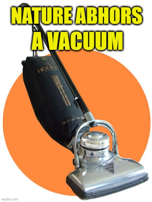 That's Why I Never Use One | NATURE ABHORS; A VACUUM | image tagged in nature,vacuum | made w/ Imgflip meme maker