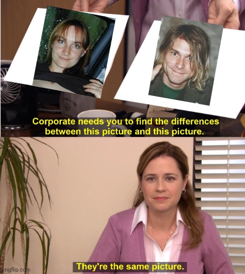 -Same smile, I'm guessing. | image tagged in memes,they're the same picture,gender equality,that damn smile,female logic,grunge | made w/ Imgflip meme maker