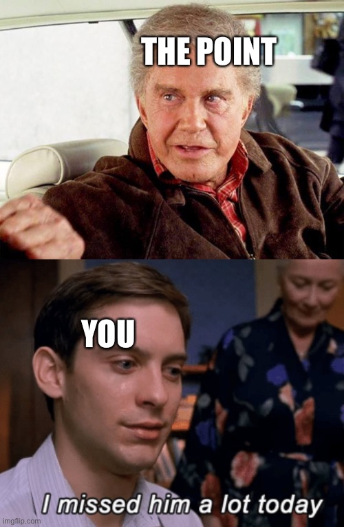Meme | THE POINT; YOU | image tagged in uncle ben spiderman,i missed him a lot today,funny | made w/ Imgflip meme maker