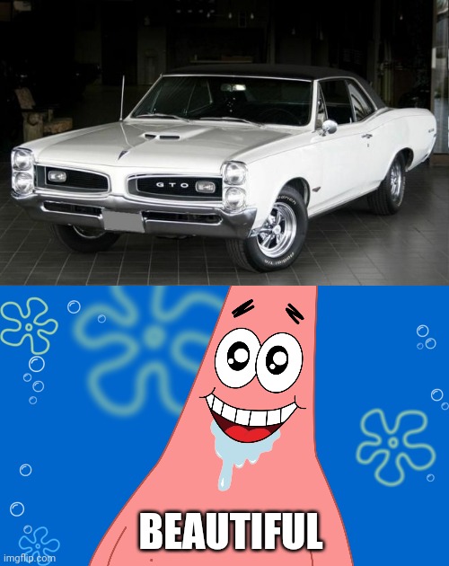 GTO | BEAUTIFUL | image tagged in patrick drooling spongebob,gto,pontiac,cars | made w/ Imgflip meme maker