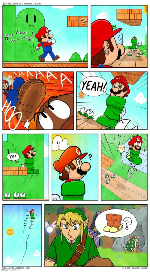 THOSE ARE LINKS BOOTS | image tagged in link,super mario bros,bowser,comics/cartoons | made w/ Imgflip meme maker