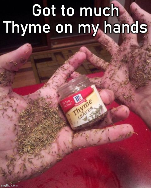 Got to much Thyme on my hands | image tagged in eyeroll | made w/ Imgflip meme maker