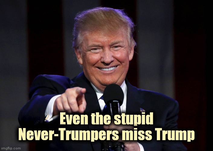 But , Joe Biden . . . | Even the stupid Never-Trumpers miss Trump | image tagged in trump laughing at haters,trump derangement syndrome,serious,mental illness,stop it get some help | made w/ Imgflip meme maker