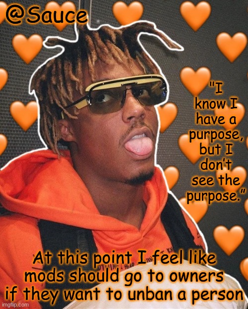 Because some mods unban the wrong person | At this point I feel like mods should go to owners if they want to unban a person | image tagged in help i made another juice wrld temp | made w/ Imgflip meme maker