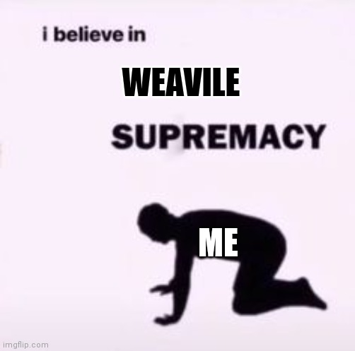 Couldn't find image | WEAVILE; ME | image tagged in i believe in supremacy | made w/ Imgflip meme maker