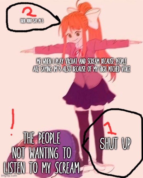 AAAAAAAAAAAAAAAAAAAAAAAAAAAAAAAAAAAAAAAAAAAAAAAA | then DONT say im 5; me when i play vrchat and scream because people are saying im 5 also because of my high pitched voice; the people not wanting to listen to my scream; SHUT UP | image tagged in anime t pose | made w/ Imgflip meme maker