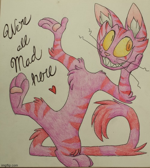 Art by XiamTheFerret | image tagged in artwork,mad pride,mad,we're all mad here,cheshire cat | made w/ Imgflip meme maker